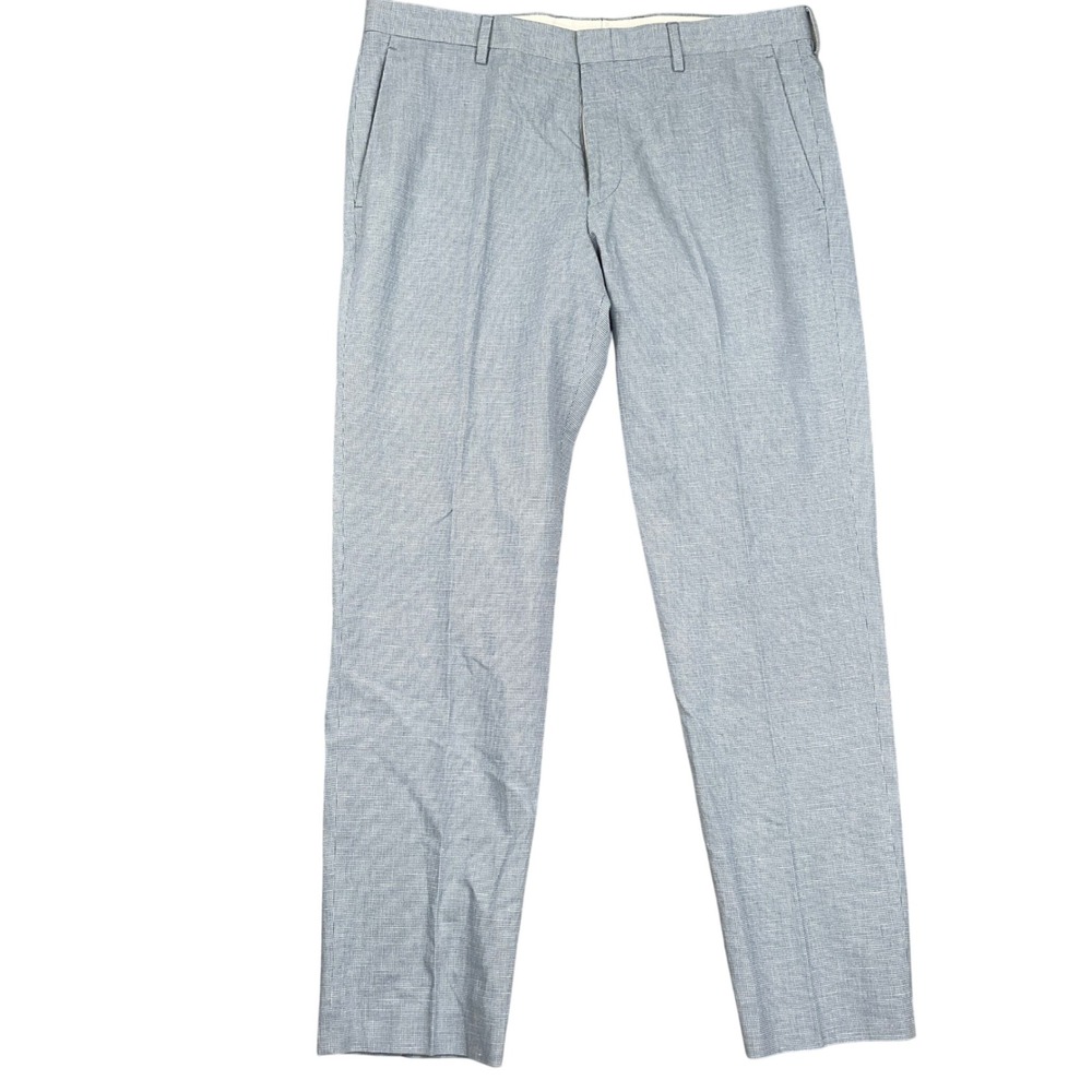 J Crew Ludlow Pants Mens 34W 30L Light Blue Houndstooth Somelos Dress Pants